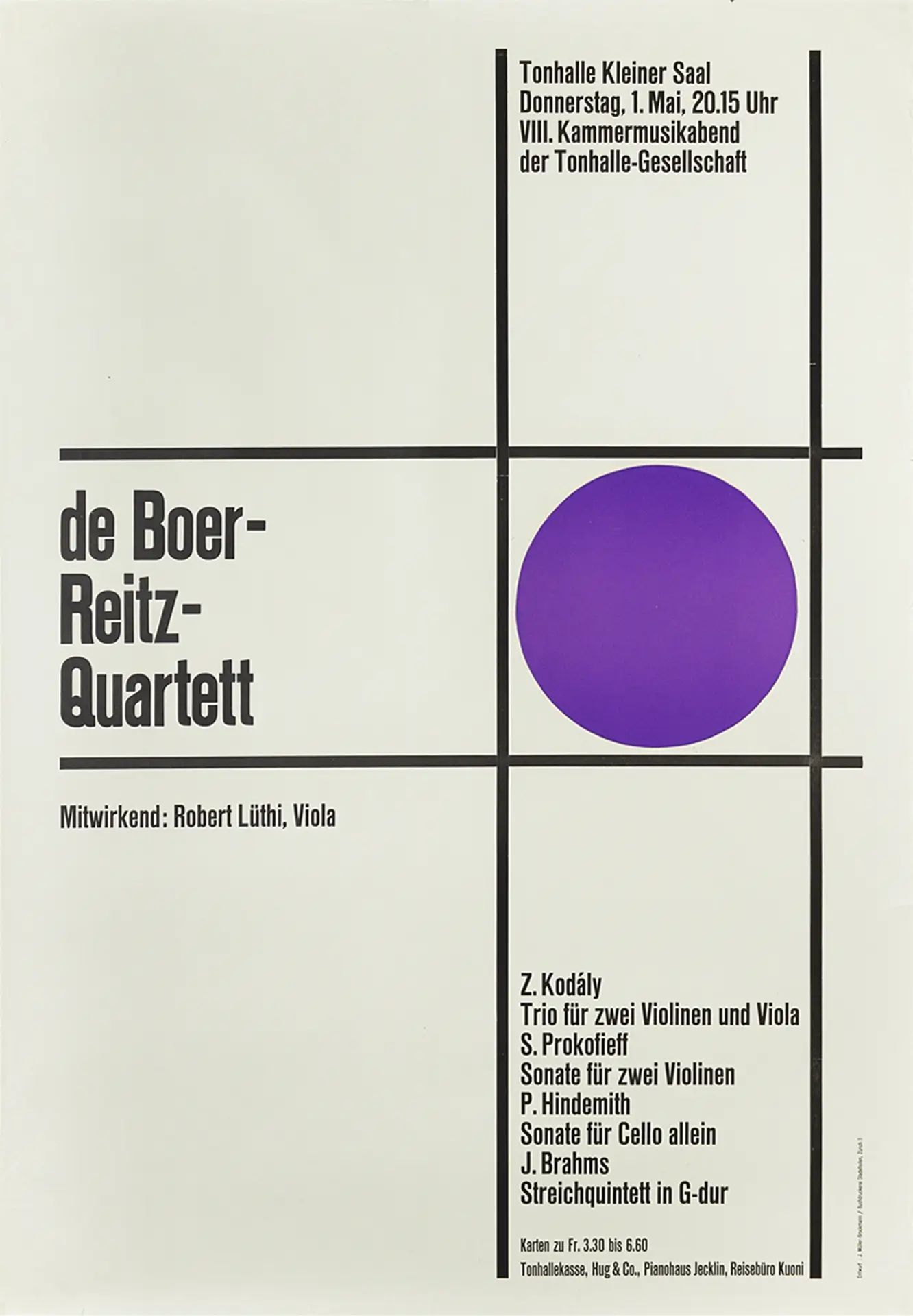 Tonhalle, de Boer-Reitz-Quartett